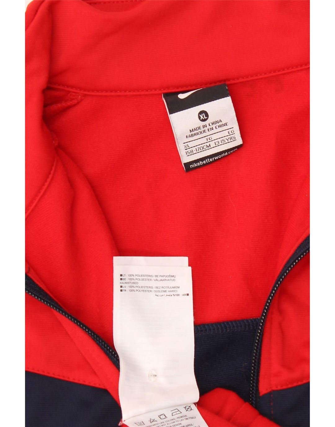 Спортивный костюм Nike для мальчиков, верхняя куртка 13–14 лет, XL, красный полиэстер с цветными блоками