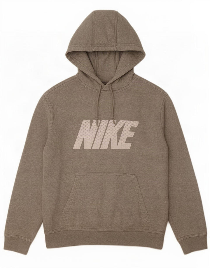 Мужской джемпер с капюшоном с графическим рисунком Nike, хлопковый джемпер среднего серого цвета с крапинками