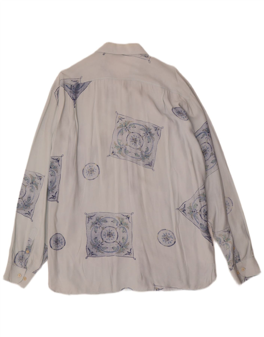 Рубашка мужская VINTAGE XL синяя из вискозы с геометрическим узором