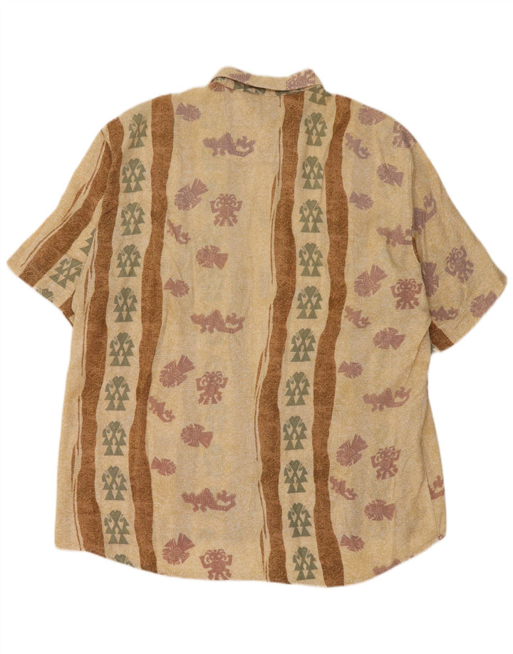 Мужская рубашка с коротким рукавом Dornbusch с абстрактным узором, размер 45 XL, бежевая