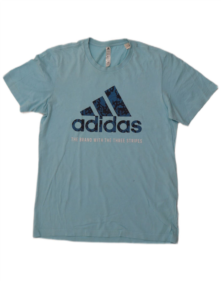 Мужская футболка с рисунком ADIDAS, маленький синий хлопок