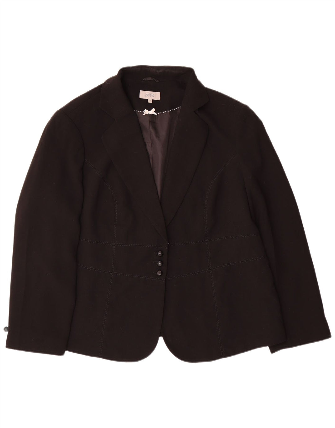Женский пиджак с 3 пуговицами Marks & Spencer UK 20 2XL, черный полиэстер