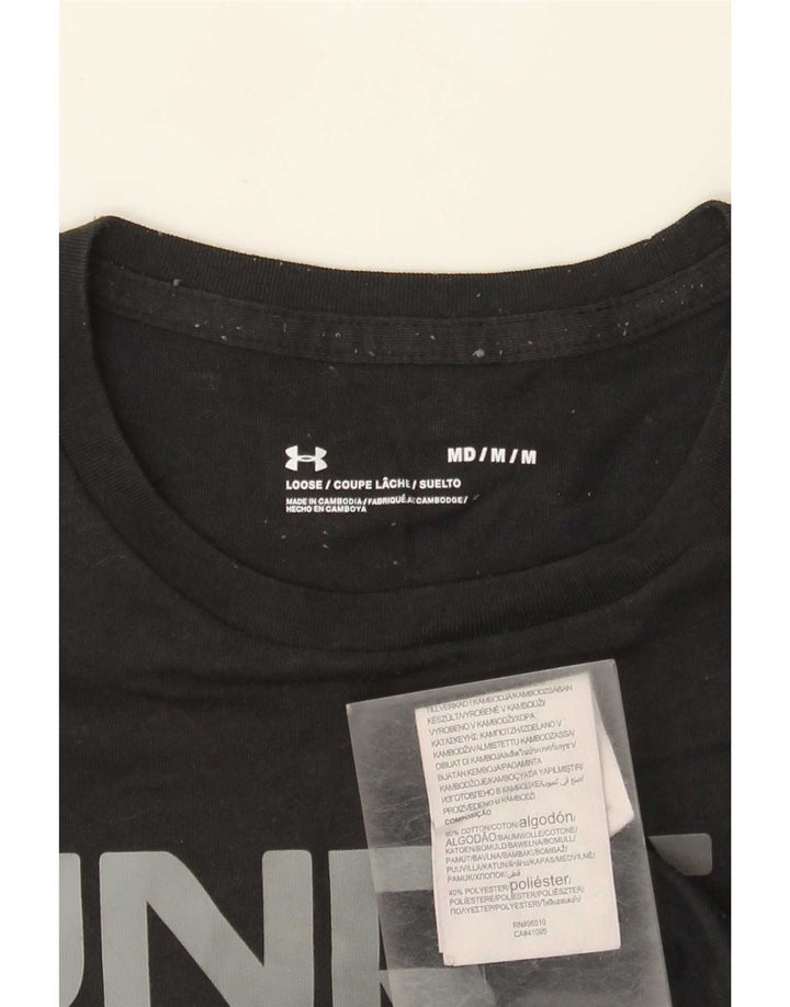 Мужская футболка с рисунком Under Armour, верх среднего размера, черный хлопок, хлопок