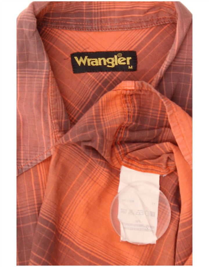 Мужская рубашка Wrangler с коротким рукавом, хлопковая оранжевая клетка среднего размера