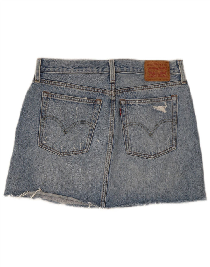 Женская джинсовая мини-юбка Levi's с эффектом потертости W28, средний синий хлопок, хлопок
