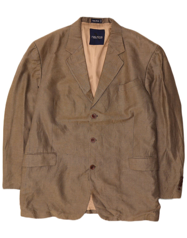 Мужской пиджак NAUTICA с 3 пуговицами, Великобритания, 46, 3XL, серый льняной цвет