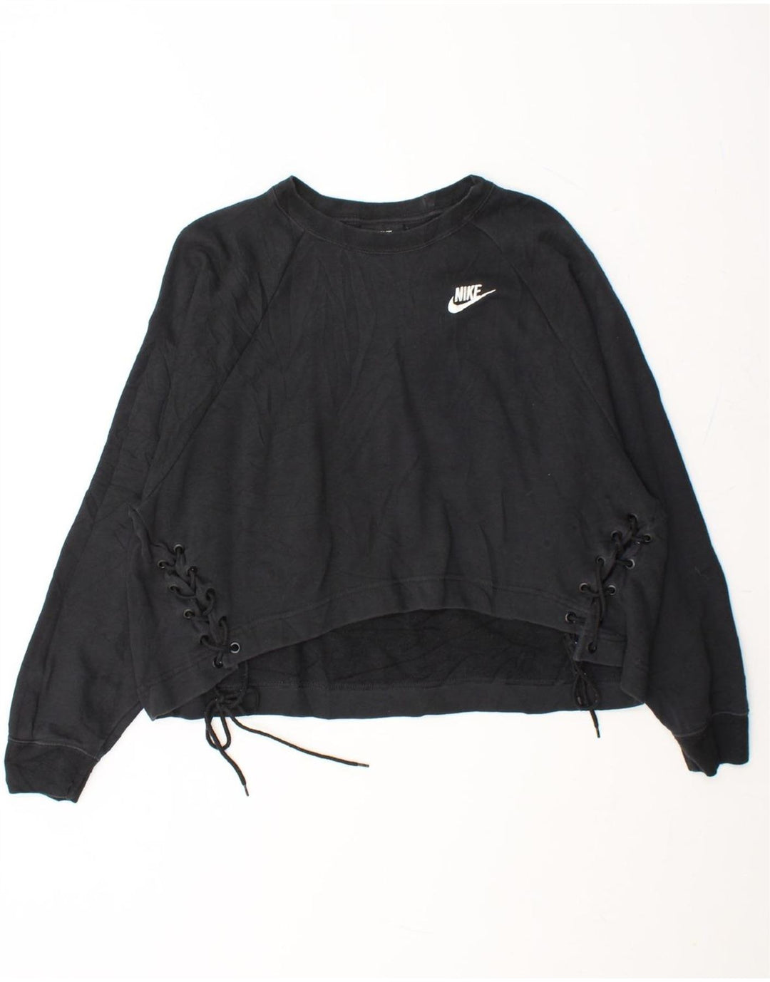 NIKE Womens Crop Oversized Sweatshirt Jumper UK 14 Medium Black Cotton Vintage Nike and Second-Hand Nike from Messina Hembry 
