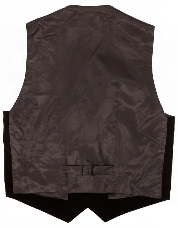Vintage Mens Velvet Waistcoat Medium Brown Geometric Cotton