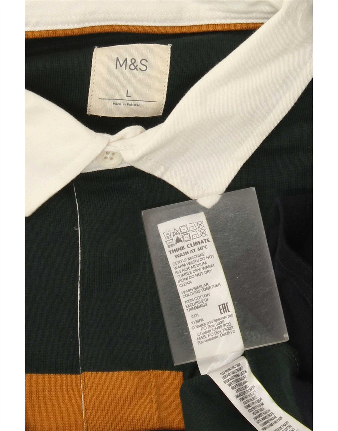 Мужская рубашка-поло для регби Marks & Spencer, большая разноцветная полоска
