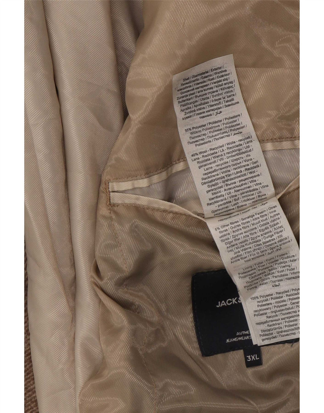 Мужское пальто Jack & Jones UK 46 3XL бежевый полиэстер