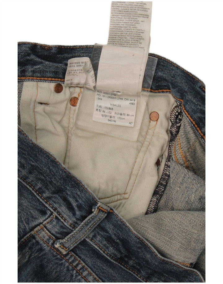 Мужские потертые прямые джинсы Levi's W34 L32, синий хлопок