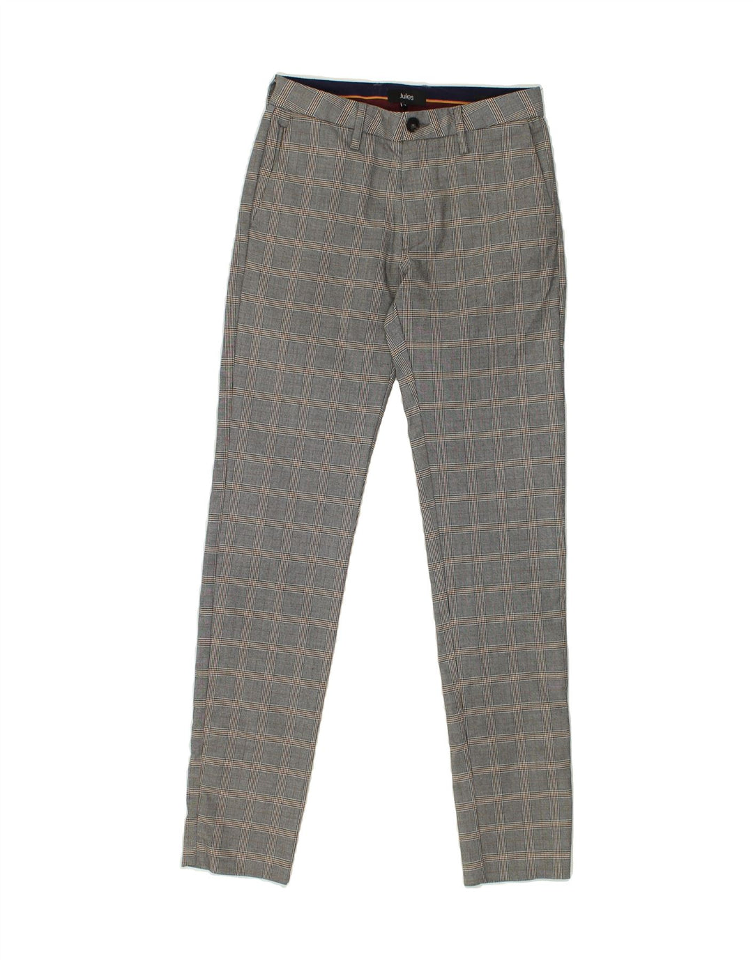 JULES Womens Skinny Chino Trousers W34 L31 Grey Check Polyester | Vintage Jules | Thrift | Second-Hand Jules | Used Clothing | Messina Hembry 