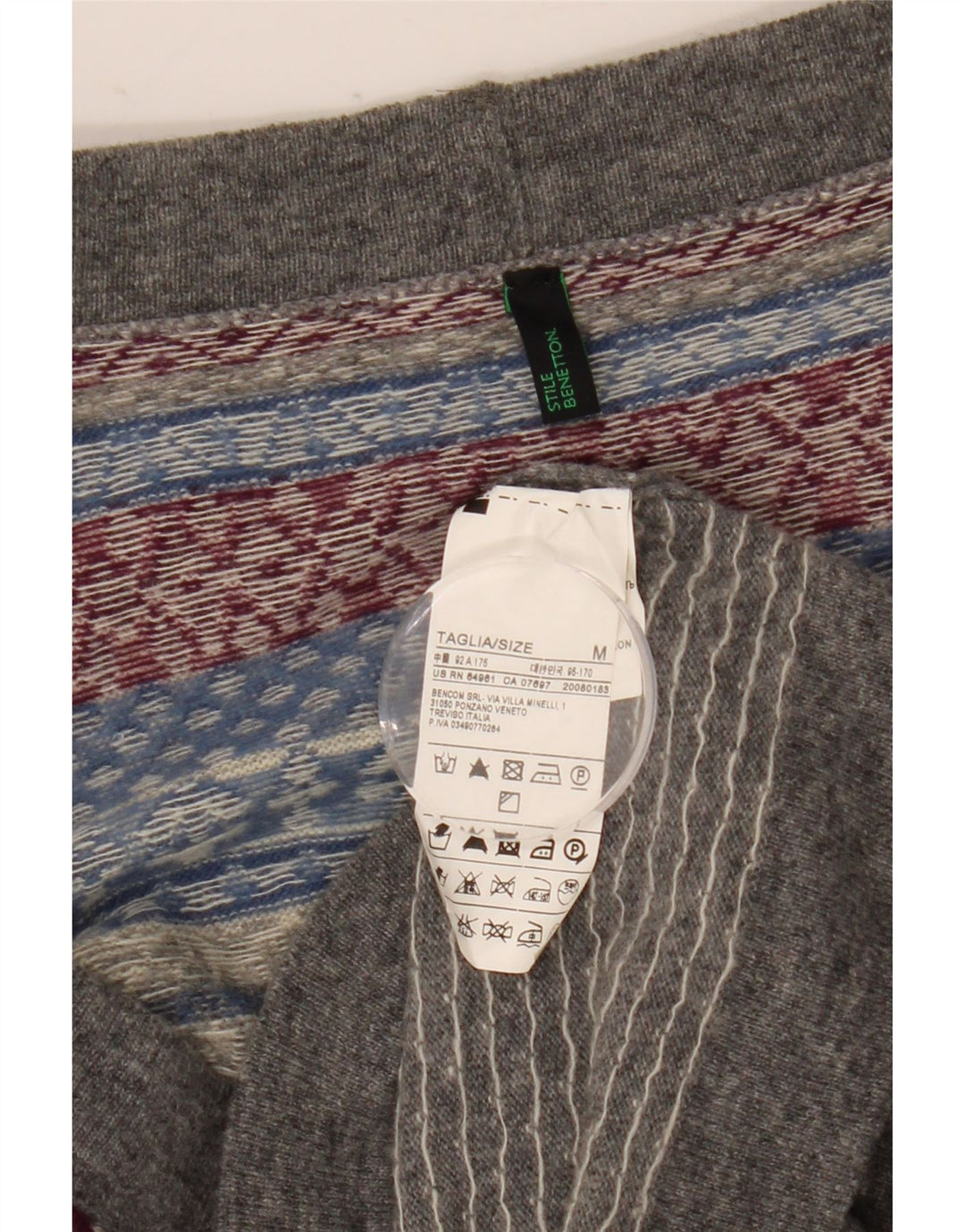 Женский кардиган Benetton UK 14, средний серый, шерсть Fair Isle