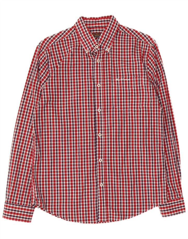 Мужская рубашка Ben Sherman, маленькая красная клетка, хлопок