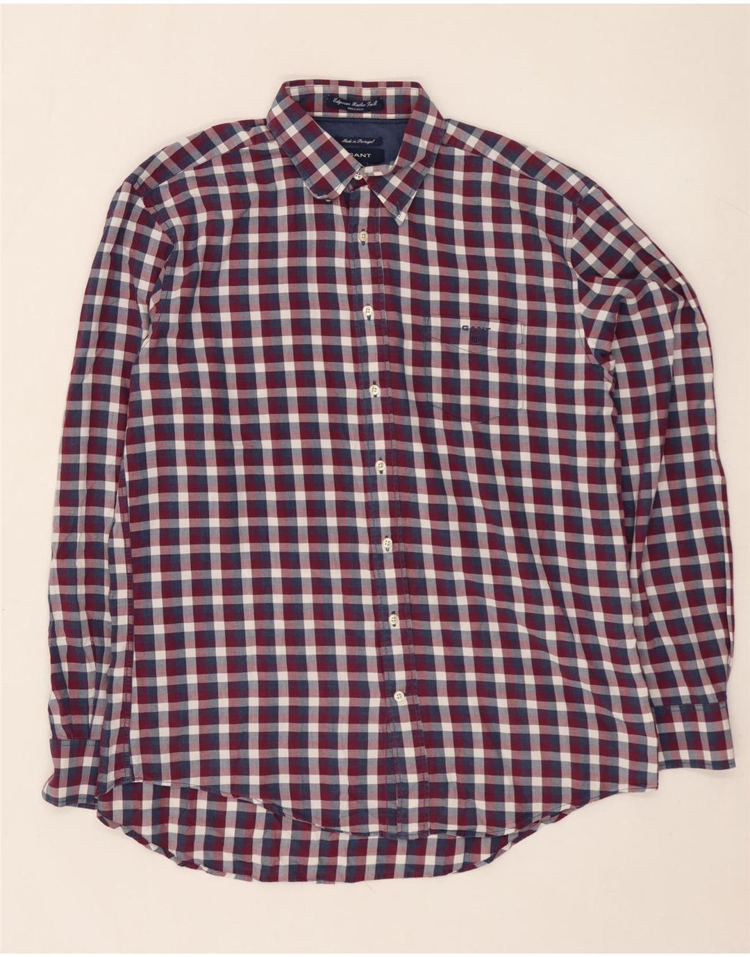 GANT Мужская фланелевая рубашка стандартного кроя XL в разноцветную клетку, хлопок