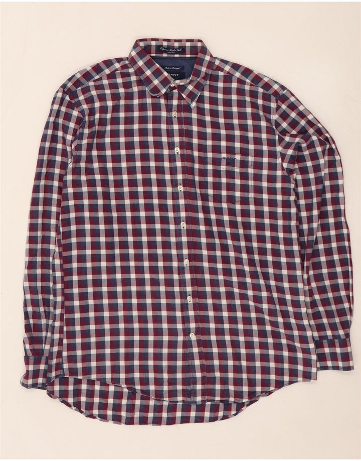 GANT Мужская фланелевая рубашка стандартного кроя XL в разноцветную клетку, хлопок