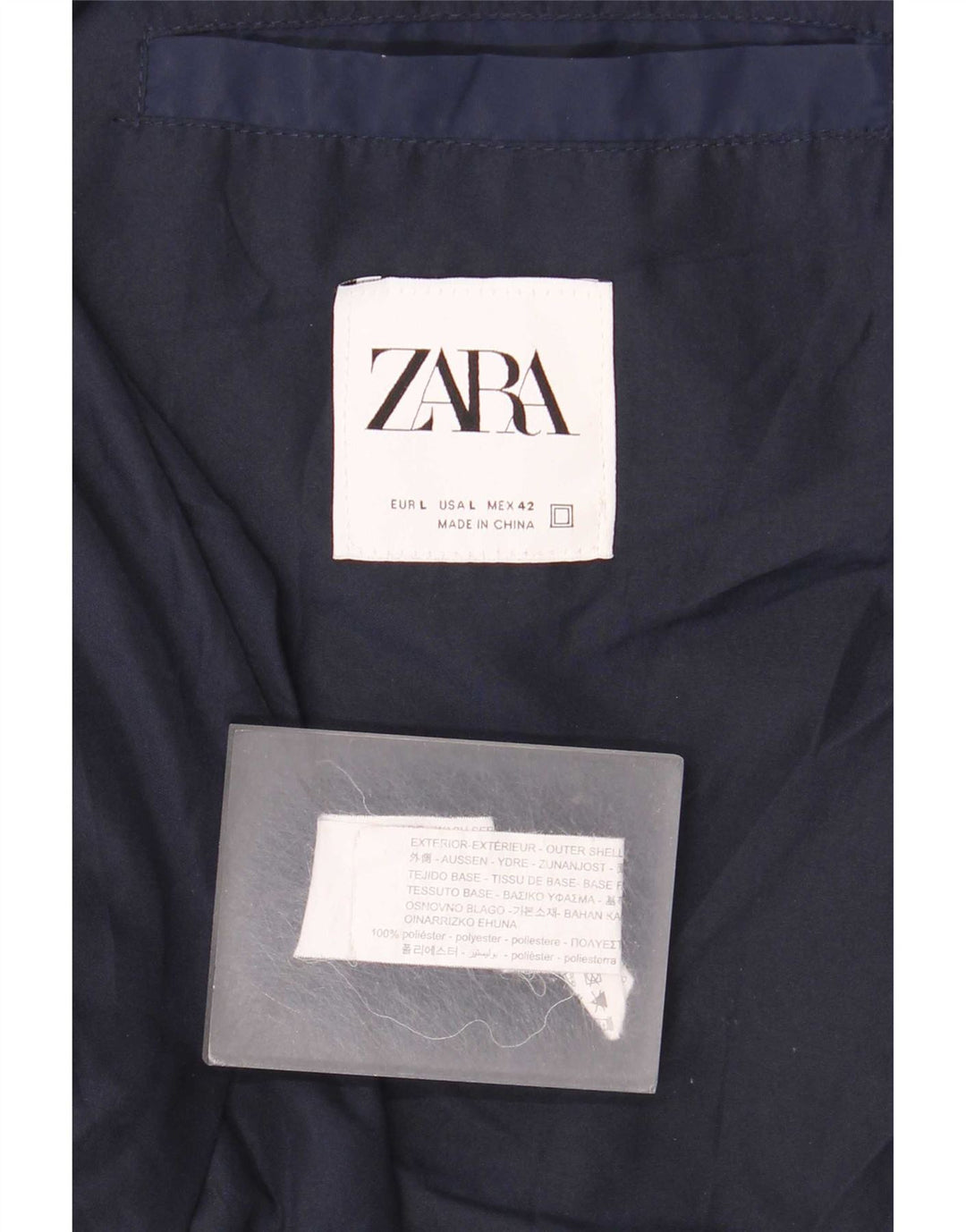 Мужская куртка-бомбер Zara UK 40, большая темно-синяя, полиэстер