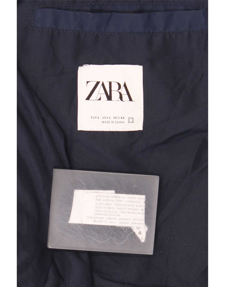 Мужская куртка-бомбер Zara UK 40, большая темно-синяя, полиэстер