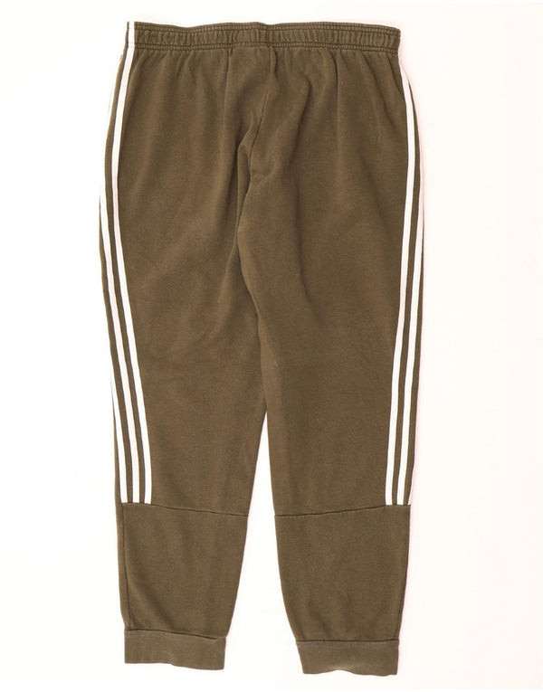 ADIDAS Mens Tracksuit Trousers Joggers XL  Khaki Cotton