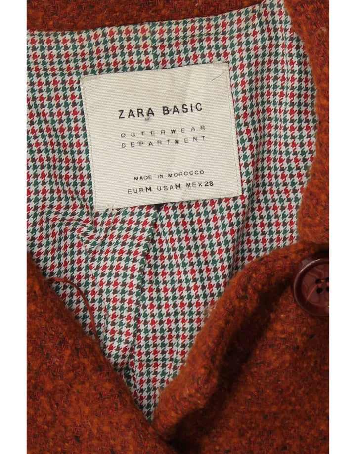 Женское двубортное пальто Zara UK 12, средний коричневый цвет, шерсть