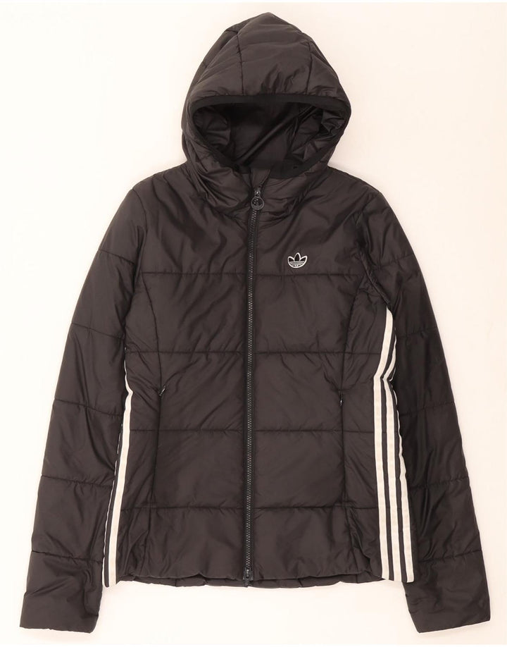 Женская утепленная куртка Adidas с капюшоном UK 10, маленькая, черный полиэстер