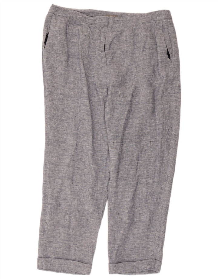 Женские прямые укороченные брюки JAEGER UK 16, большие W36 L25, синий лен