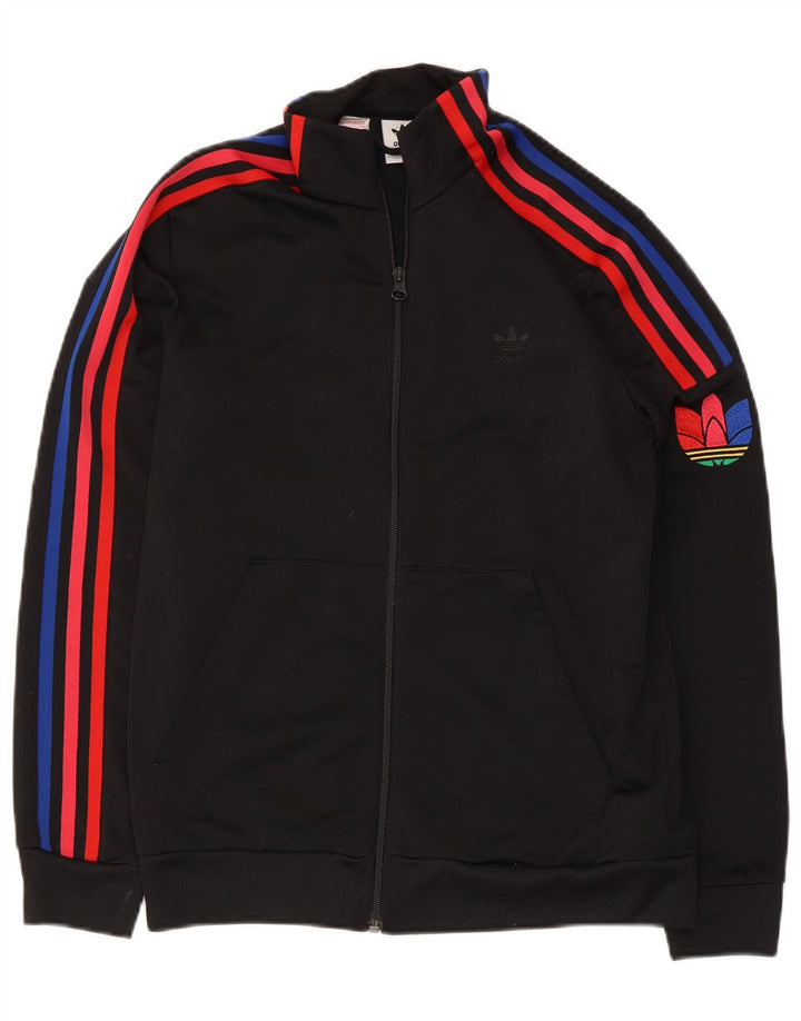 Спортивный костюм Adidas для мальчиков с графическим рисунком, верхняя куртка 13-14 лет, черный полиэстер