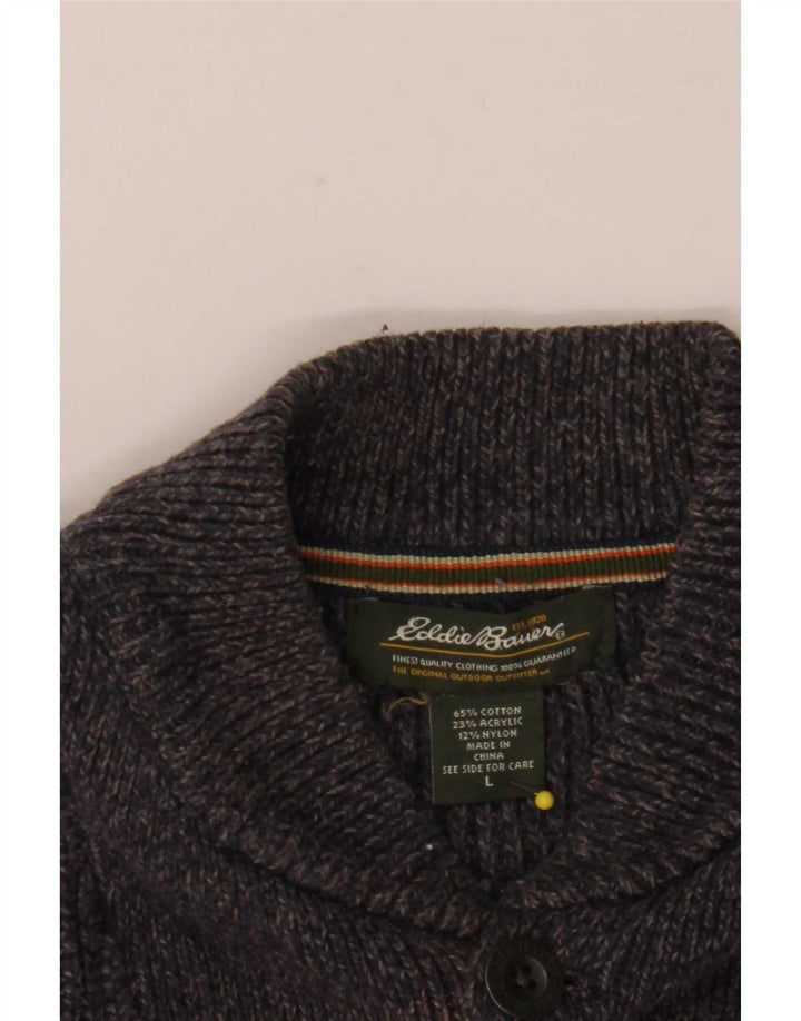 Мужской джемпер с воротником на пуговицах Eddie Bauer, большой темно-синий хлопковый свитер в крапинку