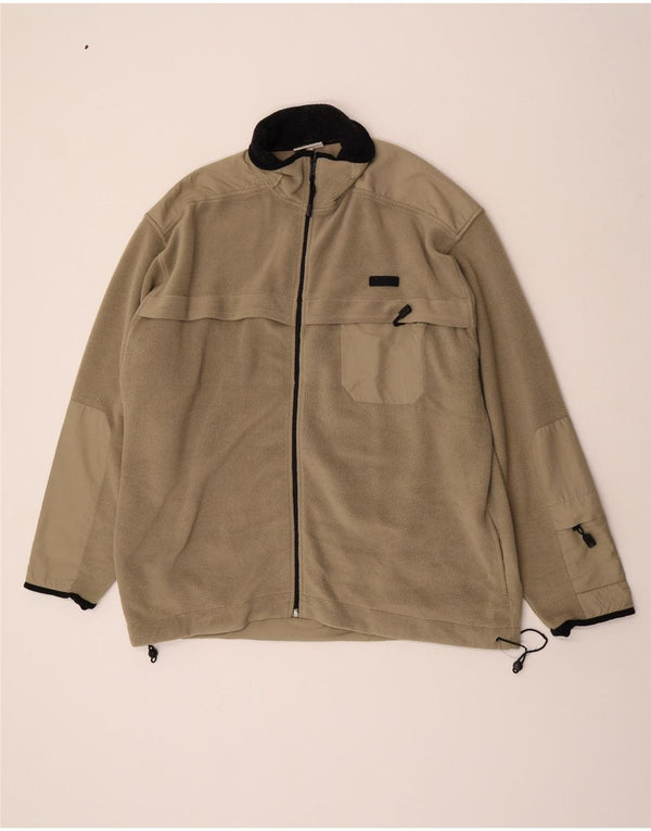 Мужская флисовая куртка Asics UK 44 2XL цвета хаки с цветными блоками