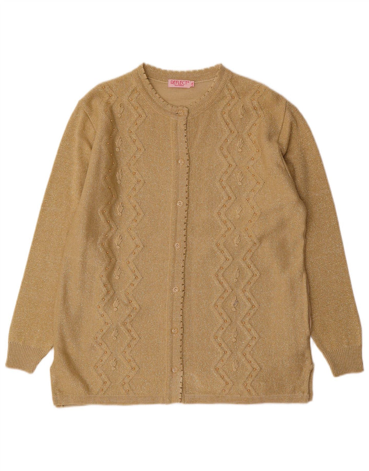 REFLECT Womens Cardigan Sweater UK 16 Large Gold