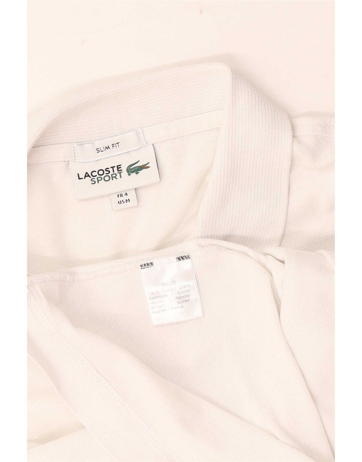 Мужская рубашка-поло приталенного кроя Lacoste, размер 4, средний белый хлопок