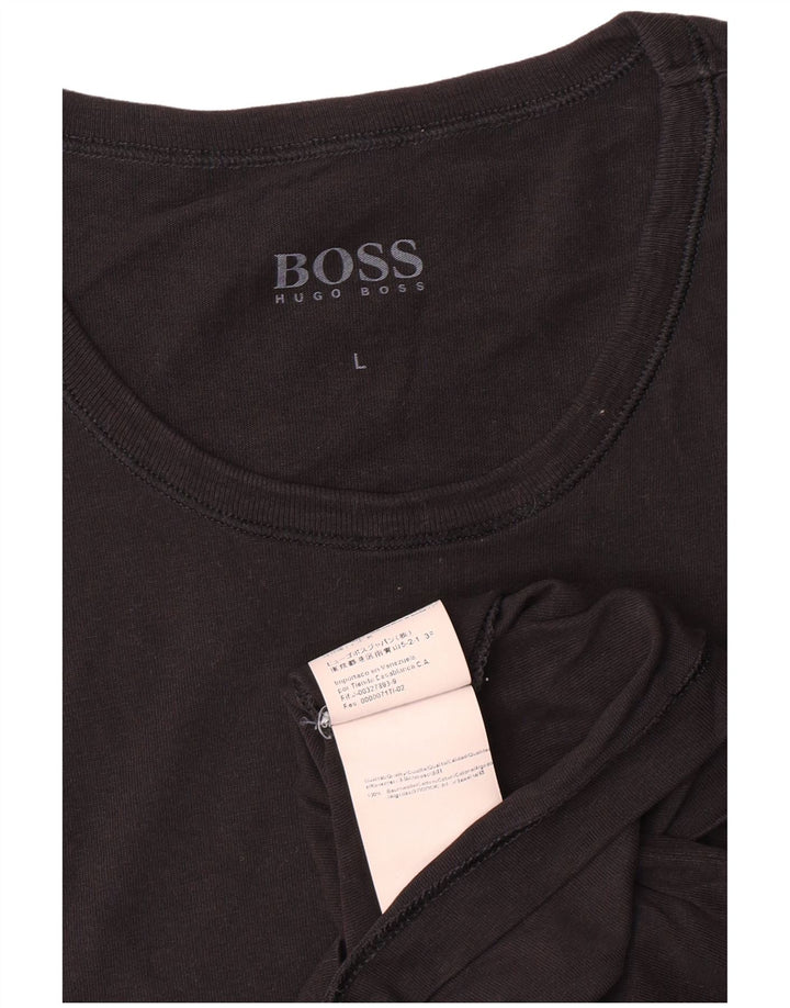 Мужская футболка Hugo Boss, большой черный хлопок