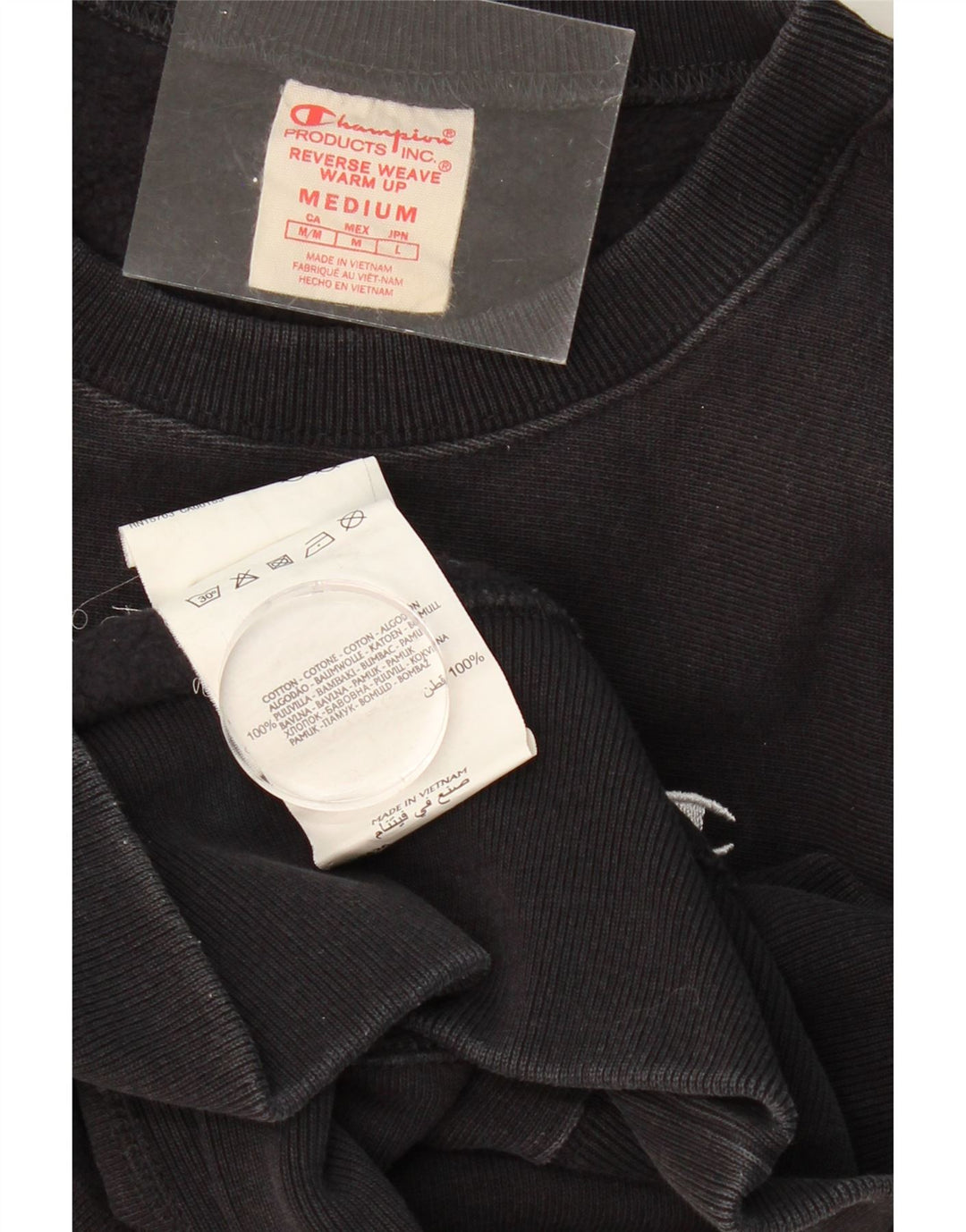 CHAMPION Womens Reverse Weave Sweatshirt Jumper UK 12 Medium Black Cotton Vintage Champion and Second-Hand Champion from Messina Hembry 