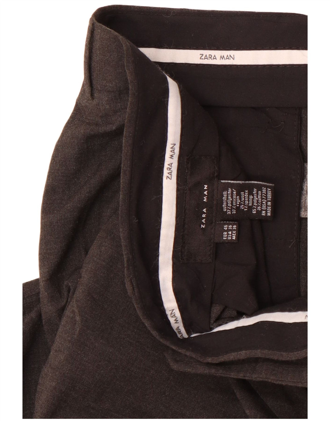 Мужские прямые костюмные брюки Zara EU 46 XL W36 L29, серый полиэстер