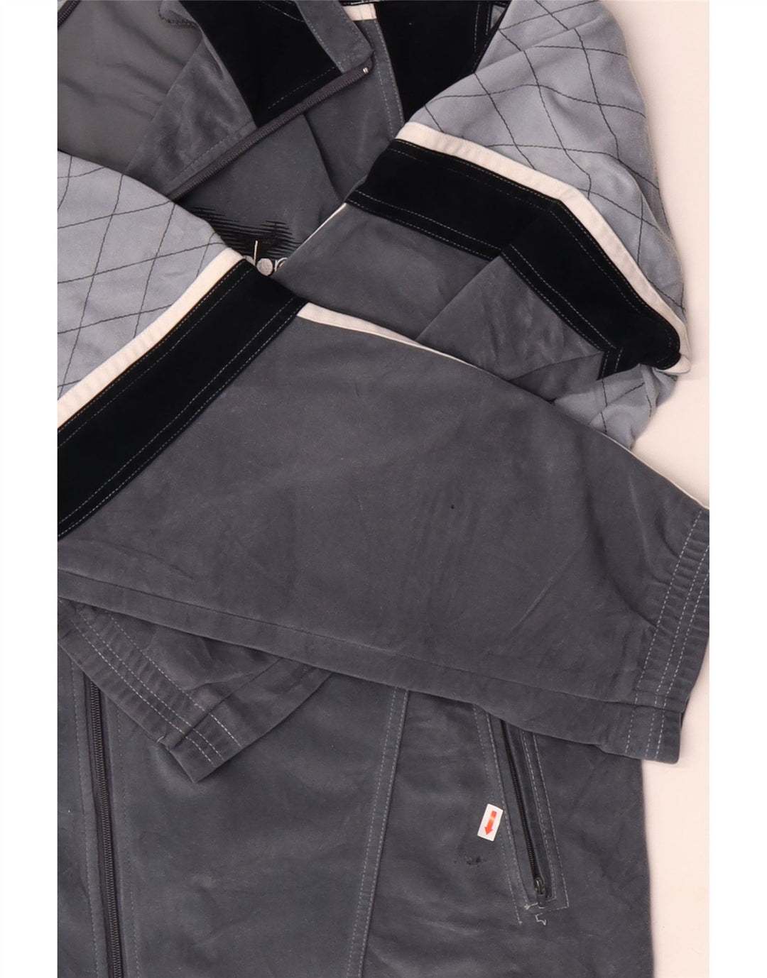 Мужской велюровый спортивный костюм DIADORA с графическим рисунком, Великобритания, 46 XL, серый с цветными блоками