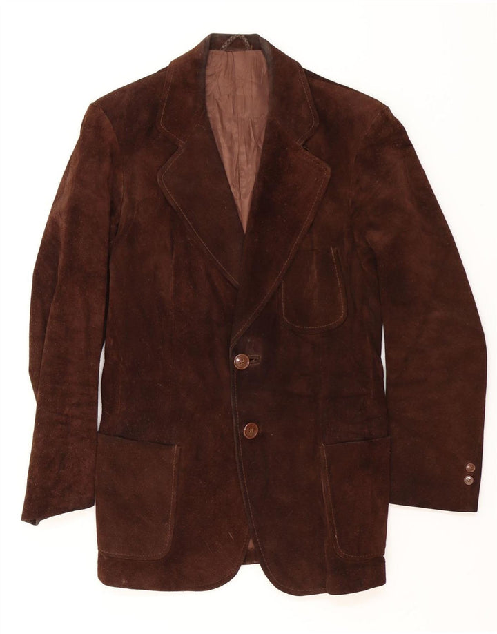 Винтажная женская замшевая куртка UK 14, кожа среднего коричневого цвета