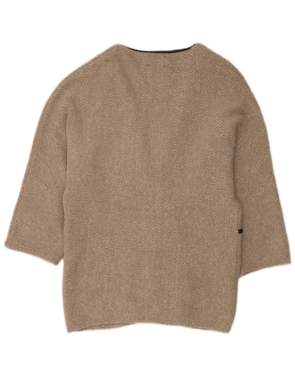 Женский удлиненный открытый кардиган Zara UK 14, средний бежевый акрил