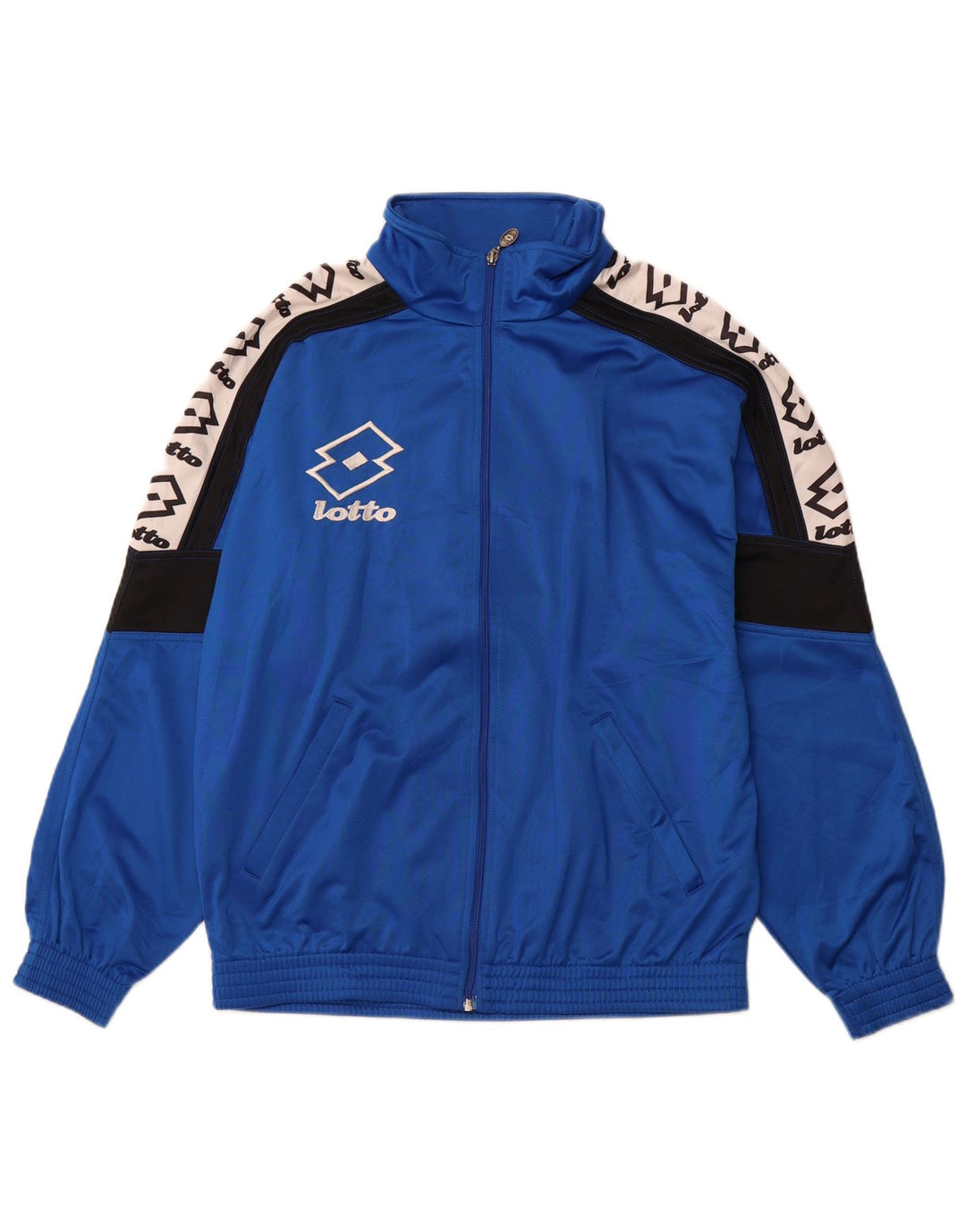 LOTTO Мужской спортивный костюм с графическим рисунком, верхняя куртка 2XL, синий полиэстер с цветными блоками