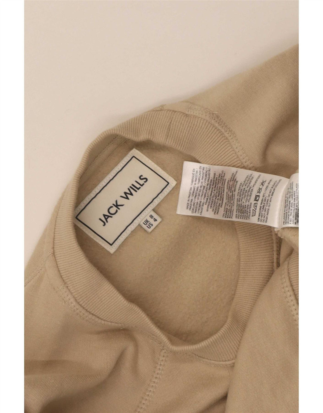 Женский свитер оверсайз Jack Wills, размер UK 8, маленький, бежевый, хлопок