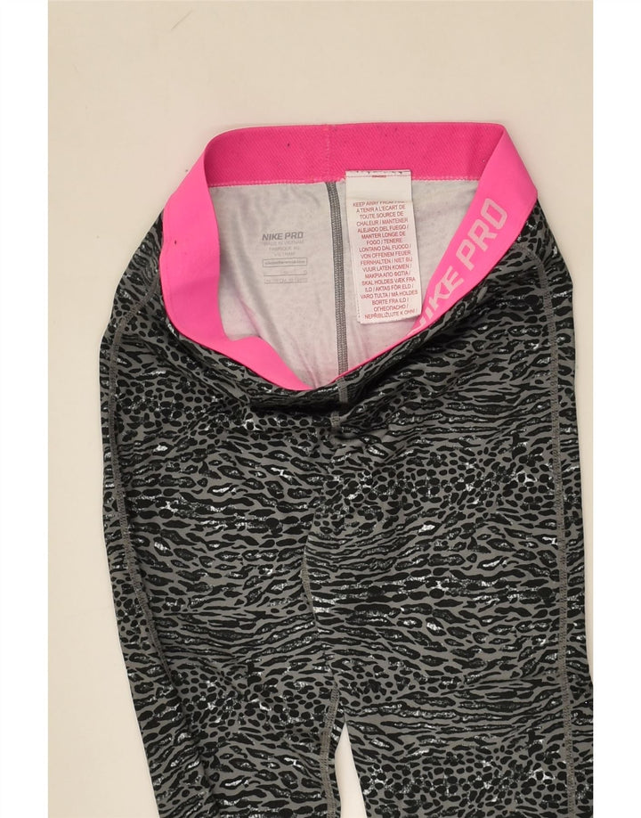 NIKE Girls Dri Fit Tracksuit Trousers 12-13 Years Large Grey Animal Print | Vintage Nike | Thrift | Second-Hand Nike | Used Clothing | Messina Hembry 