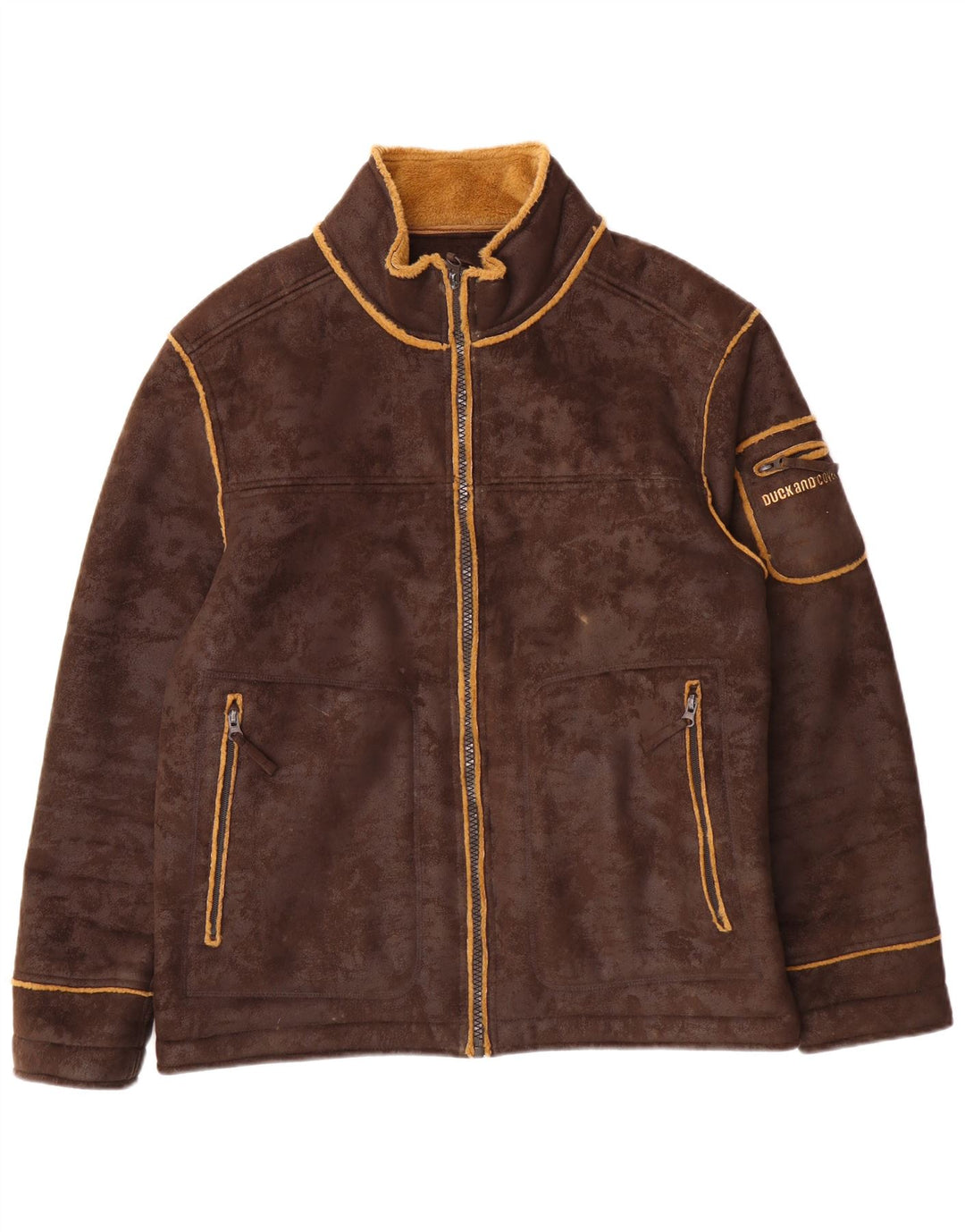 Мужская куртка-шерпа DUCK AND COVER UK 40, большая, коричневая, полиэстер