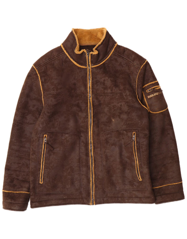 Мужская куртка-шерпа DUCK AND COVER UK 40, большая, коричневая, полиэстер