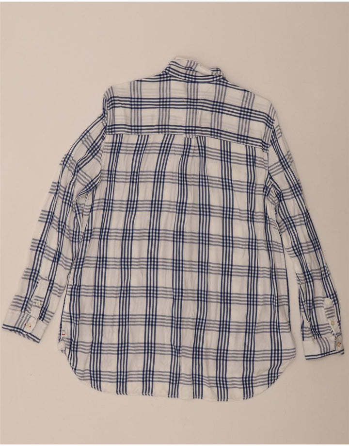 Женская рубашка оверсайз Tommy Hilfiger UK 18 XL в клетку белого цвета из вискозы
