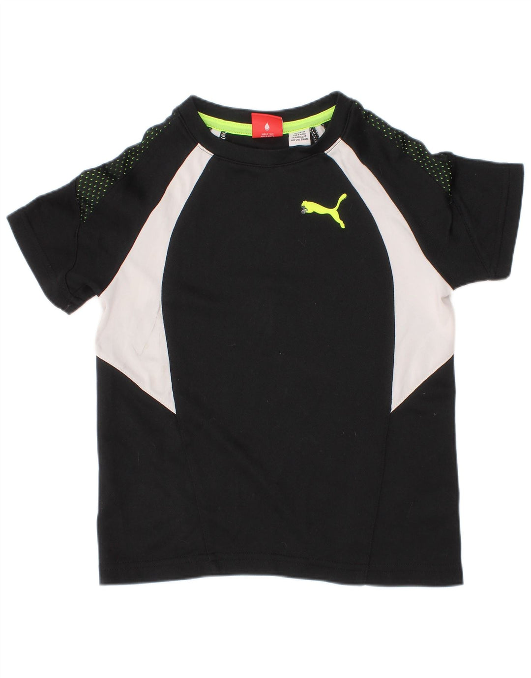 Футболка Puma для мальчиков, топ 4–5 лет, черный полиэстер с цветными блоками