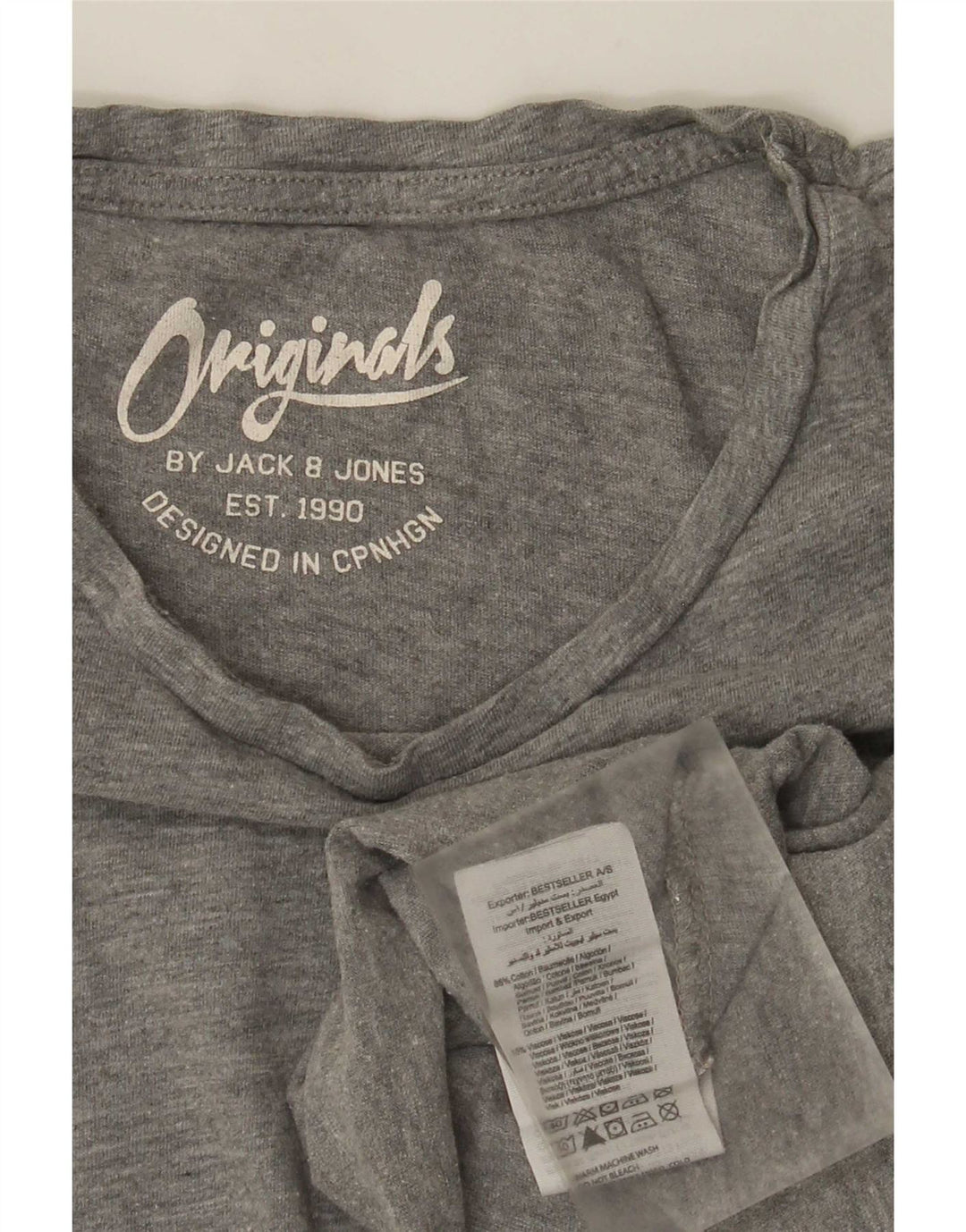 Мужская футболка Jack & Jones из хлопка среднего серого цвета