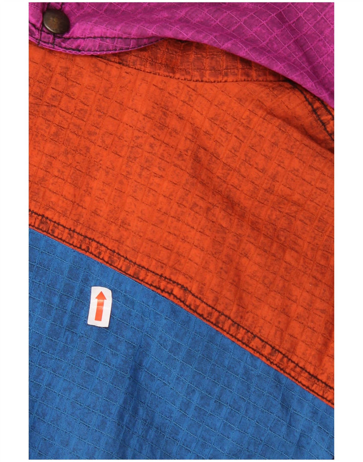 Винтажный мужской лыжный комбинезон с капюшоном IT 52, большой синий, полиамид с цветными блоками