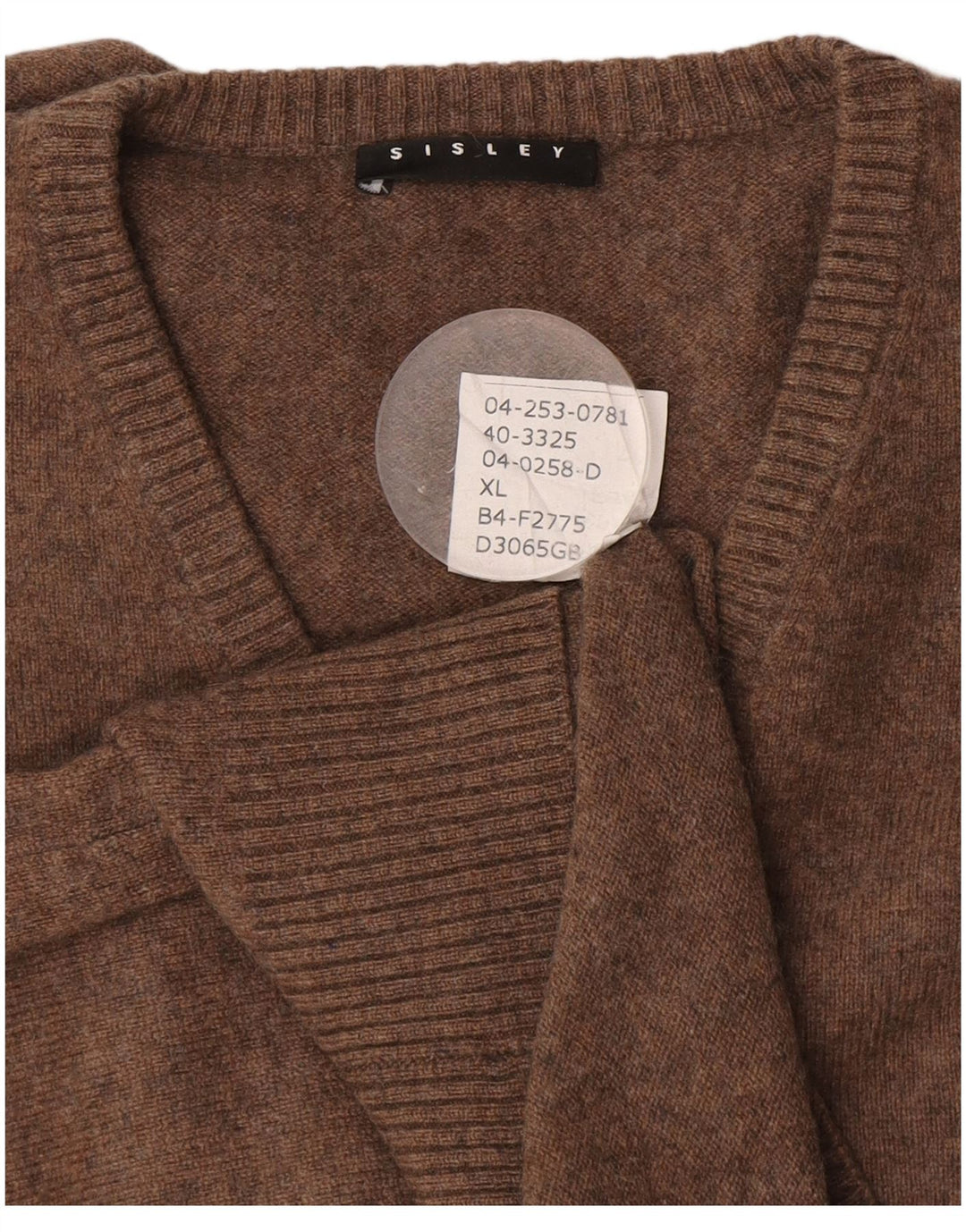 Женский джемпер с v-образным вырезом Sisley UK 18 XL, коричневый