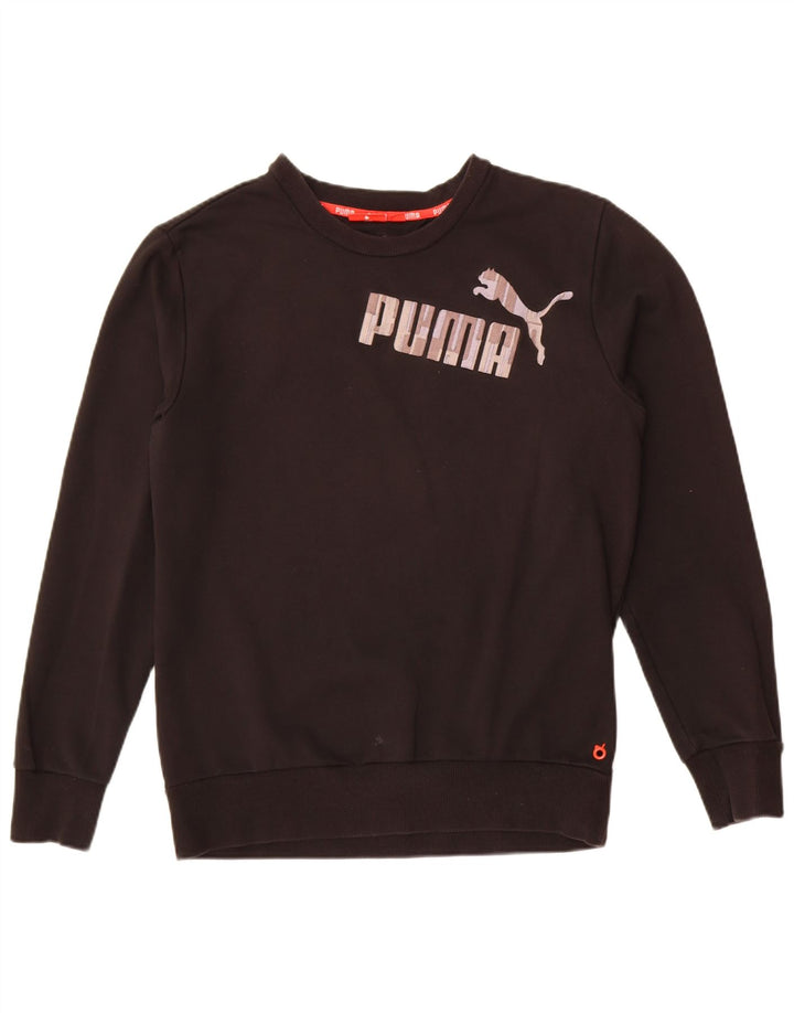 Мужской свитшот с рисунком Puma, хлопковый джемпер среднего размера, черный