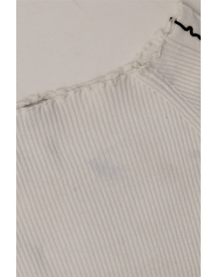 ZARA Womens Long Sleeve Off Shoulder Top UK 14 Large White Viscose Vintage Zara and Second-Hand Zara from Messina Hembry 