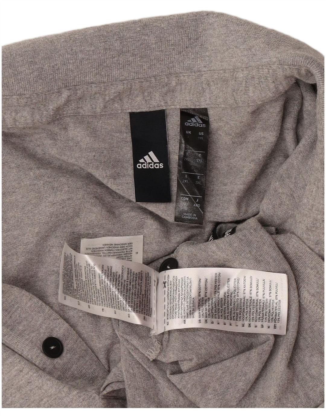 Мужская рубашка-поло Adidas 2XL серая, хлопок